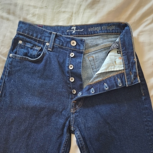 7 For All Mankind Vintage Straight Hidden Button Fly High-Rise Jeans size 30 - Picture 2 of 8